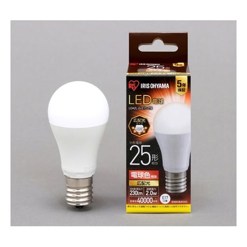 LED電球 E17 広配光 電球色 25
