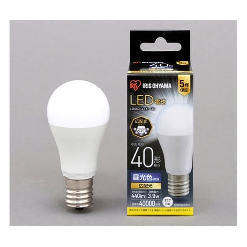 LED電球 E17 広配光 昼光色 40