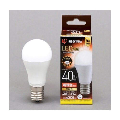 LED電球 E17 広配光 電球色 40
