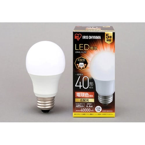LED電球 E26 広配光 電球色 40