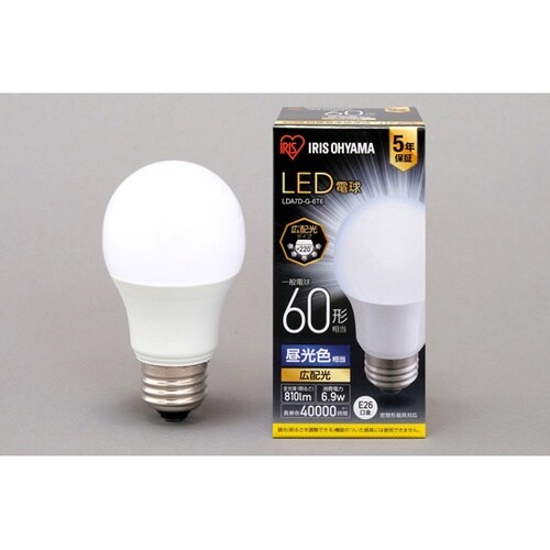 LED電球 E26 広配光 昼光色 60