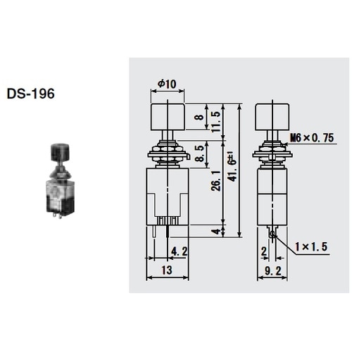 スイッチ 押しボタンタイプ 赤 ON−O