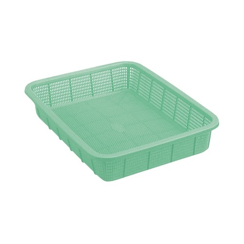 角カゴ浅型 中 ライトグリーン K542