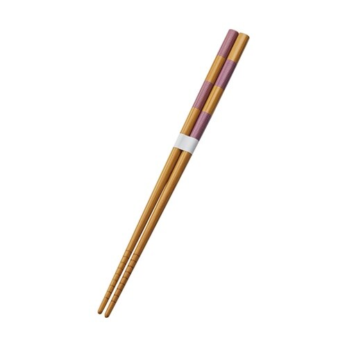 すす竹箸 市松 紫 22.5cm 551