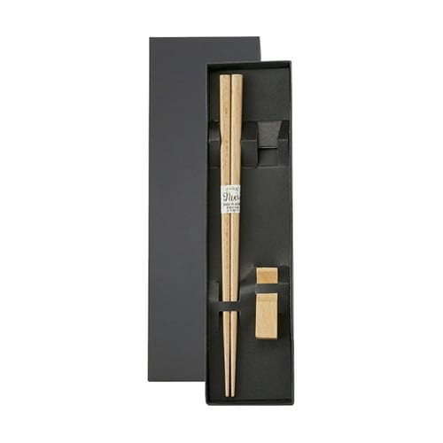 ブナ箸・箸置揃 黒箱入 742102