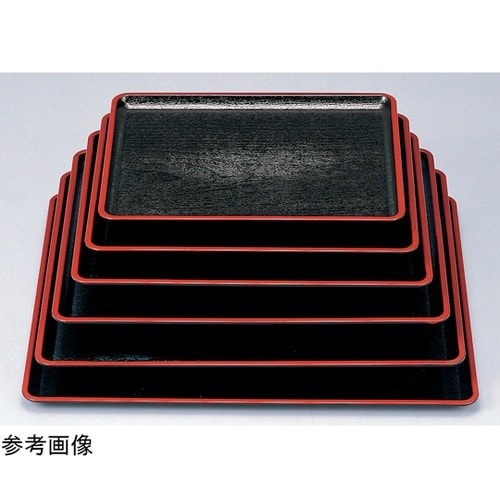 尺2 桐木目会席盆 黒天朱SL 5030