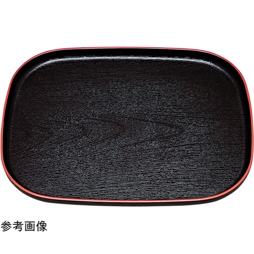 尺5 大寿木目小判盆 黒天朱 50307