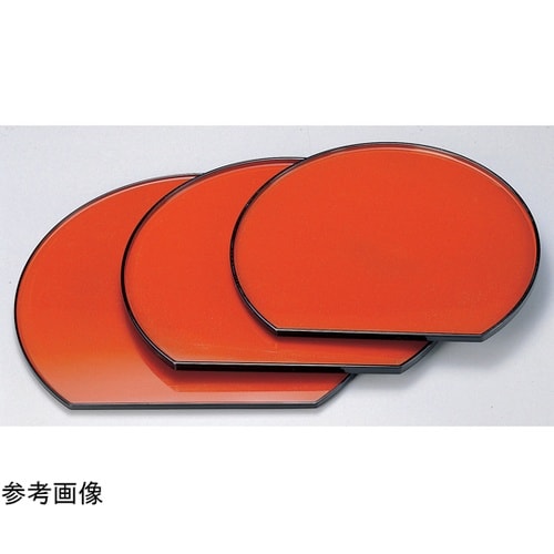 尺3 京型半月盆 柿朱パール渕黒 150