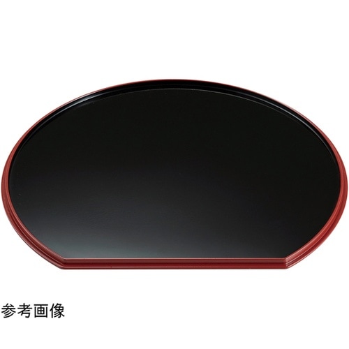 尺1 半月両面盆 黒天朱/裏布目朱天黒