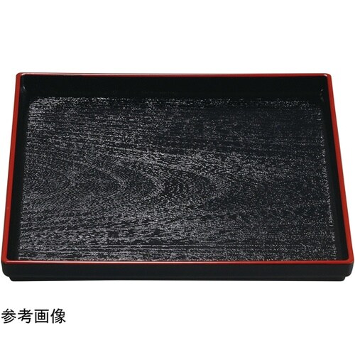 8寸 正角木目盆 黒天朱 1515651