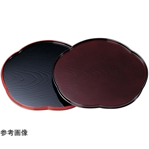 8寸 梅型盆 黒渕天朱 15000410