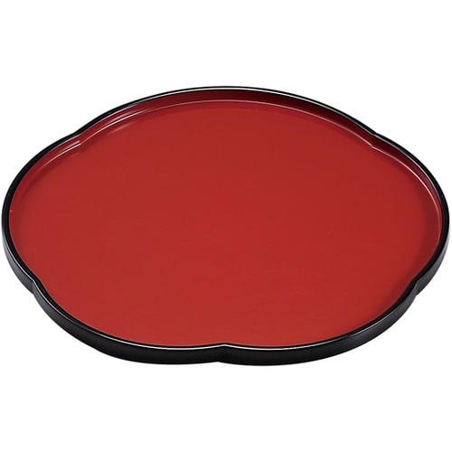 8寸 梅型盆 朱天黒 50302130