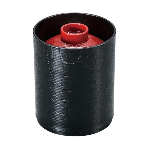 耐A筒型落し蓋箸洗い椀(蓋親)朱/黒内黒