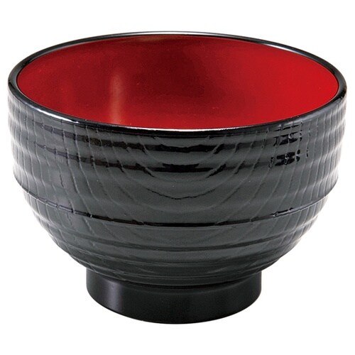 耐熱10.0スタック木目汁椀 黒内朱 3