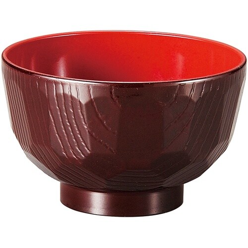 φ110えびす亀甲汁椀 新溜内朱 300