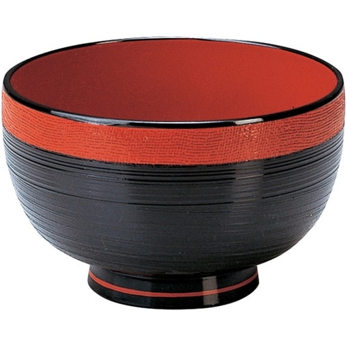 布目乱筋汁椀 黒帯朱内朱 3360265