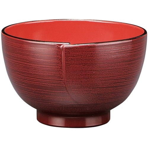 耐熱3.6寸 ワッパ汁椀 溜刷毛目 内朱