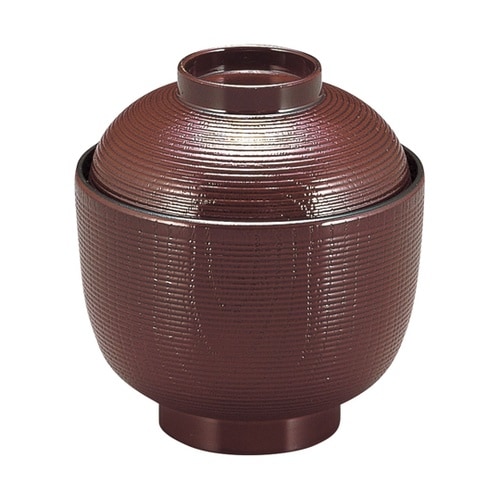 3寸 千筋ケヤキ吸物椀(蓋親)溜 320