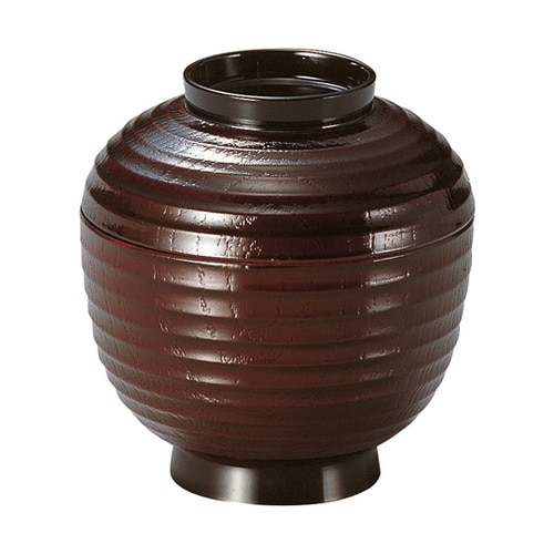 堤灯木目小吸椀(蓋親)溜内黒 33100