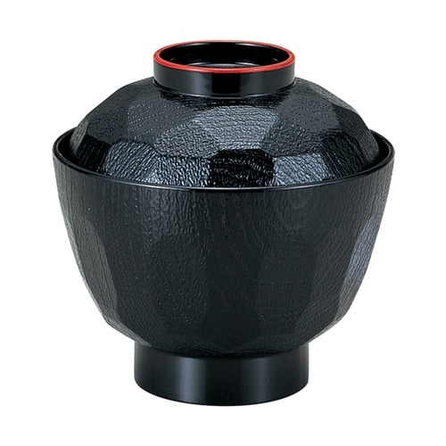 積楽亀甲椀 黒天朱(蓋.親) 12017