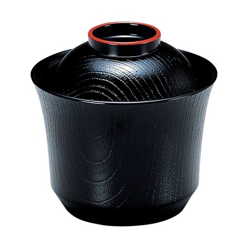 TA3寸 富士型小吸物椀 黒天朱 336