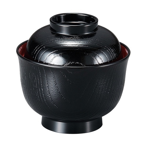 耐熱ABS姫木目小吸椀 黒内朱 3700