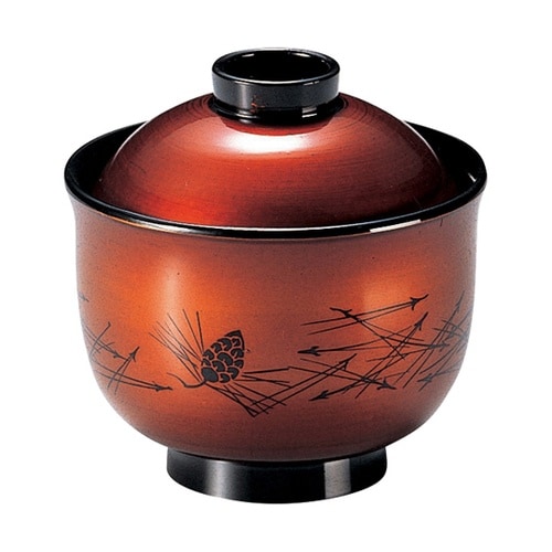 耐熱3寸 ゆり型小吸物椀 一分溜松葉 内