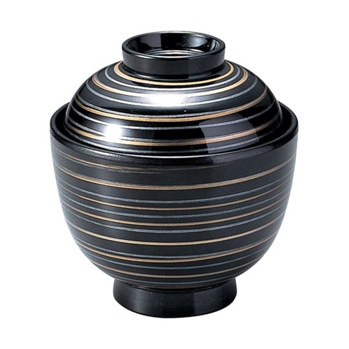 耐熱一口小吸椀 金銀乱れライン 内黒 1