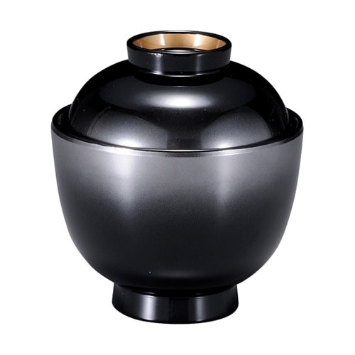 耐熱一口小吸椀 銀ぼかし高台内金 内黒