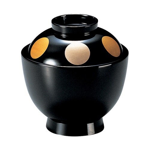 耐熱3.2寸 玉子椀 黒/日月 内黒 3