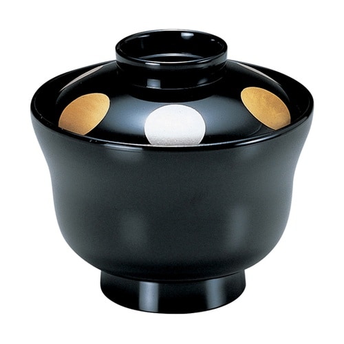 耐熱3.5寸 かすみ椀 黒/日月 内黒