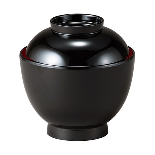 耐熱3.5寸 玉子椀 黒無地 内朱 30