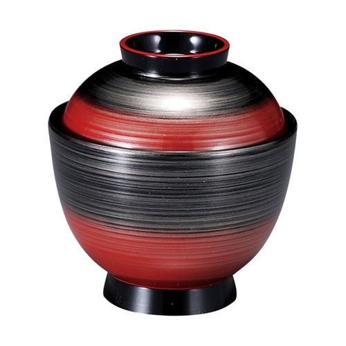 耐熱3.5寸 玉子椀 朱黒/銀刷毛目 内