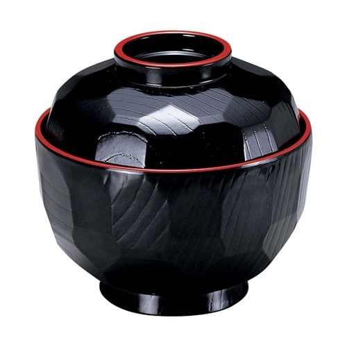 TA3.6寸 亀甲吸物椀 黒天朱 336