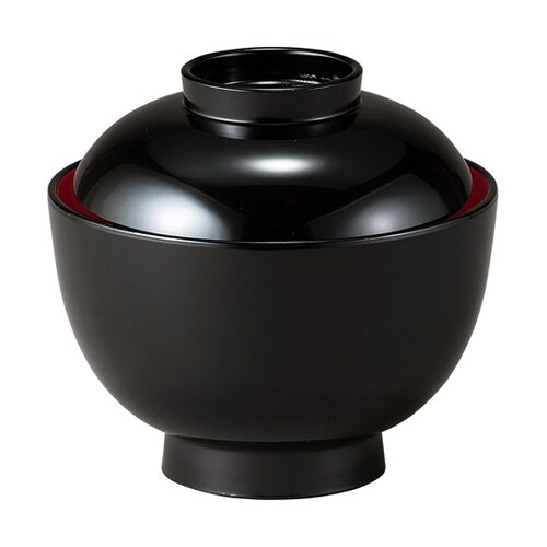 耐熱3.8寸 京型椀 黒無地 内朱 30