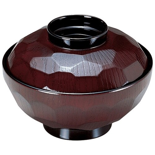 耐熱4寸 亀甲吸物椀 溜 内朱 3360