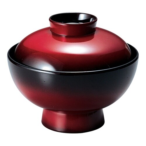 4寸 段付直仙才椀 朱ボカシ 12025