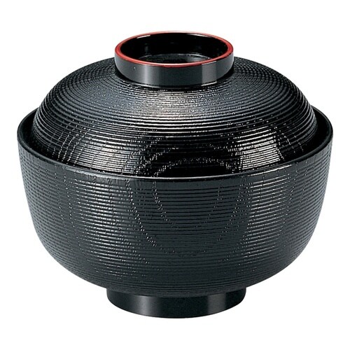 4寸 千筋ケヤキ吸物椀 黒天朱 3201