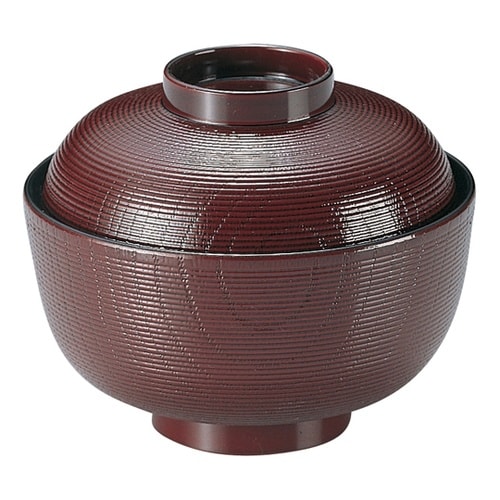 4寸 千筋ケヤキ吸物椀 溜 320156