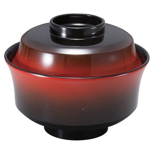 耐熱新4寸 天竜寺椀 朱・黒ぼかし 内黒