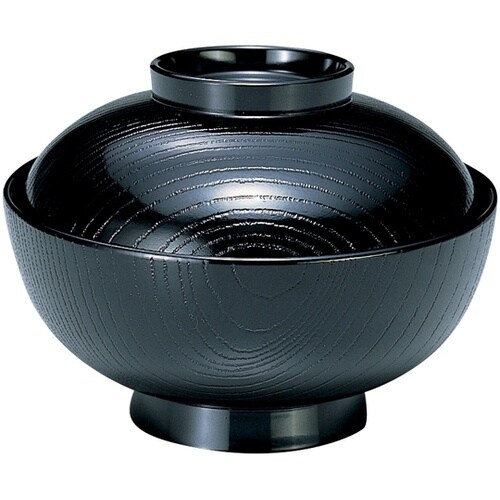 耐熱4.5寸 木目雑煮椀 総黒 3360