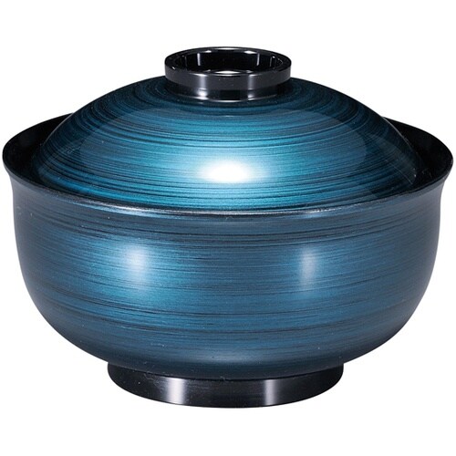 TA4.5寸 ゆり型雑煮椀 ブルー深海