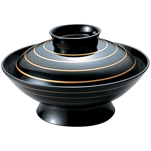 耐熱5.5寸 御殿型煮物椀 黒/金ライン