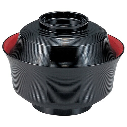 耐熱4.5寸 竹型丼椀 黒 内朱 336