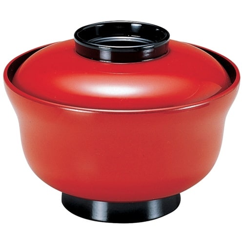 TA4.5寸 かすみ椀 朱ツバ黒 336