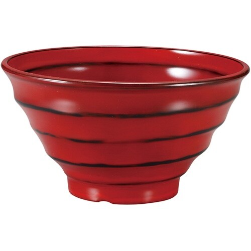 TA17cm 段付鉢 朱研ぎ出し(内外)