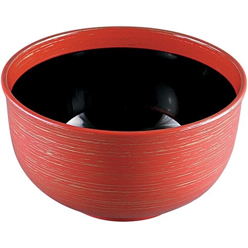 耐熱6寸 うどん丼 朱カスミ 内黒 38