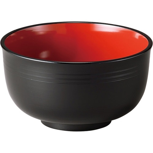 TA5寸 千筋多用鉢 黒内朱 30048