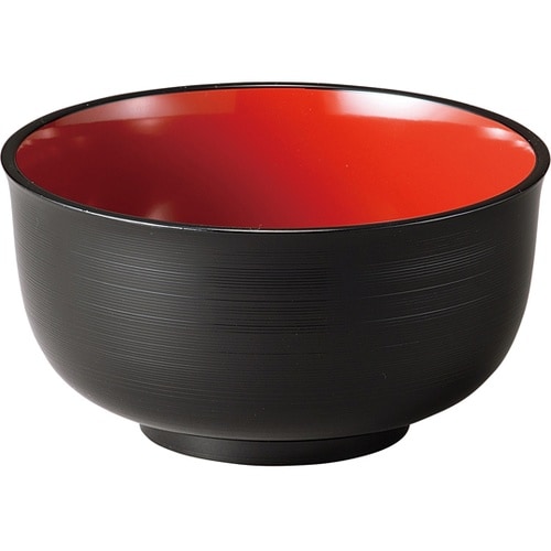 TA5.5千筋多用鉢 黒内朱 30048