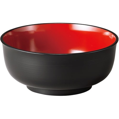 TA7寸 千筋多用鉢 黒内朱 30048